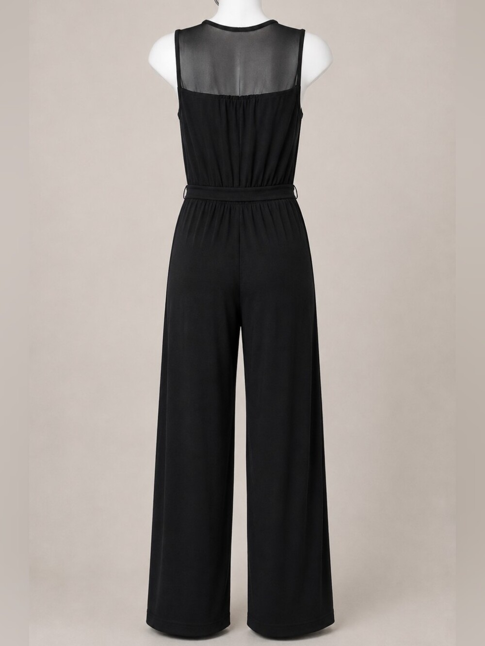 Emma & Michele Black Sleeveless Wrap Wide-Leg Jumpsuit with Tie Sz M - Preloved - Picture 4 of 7